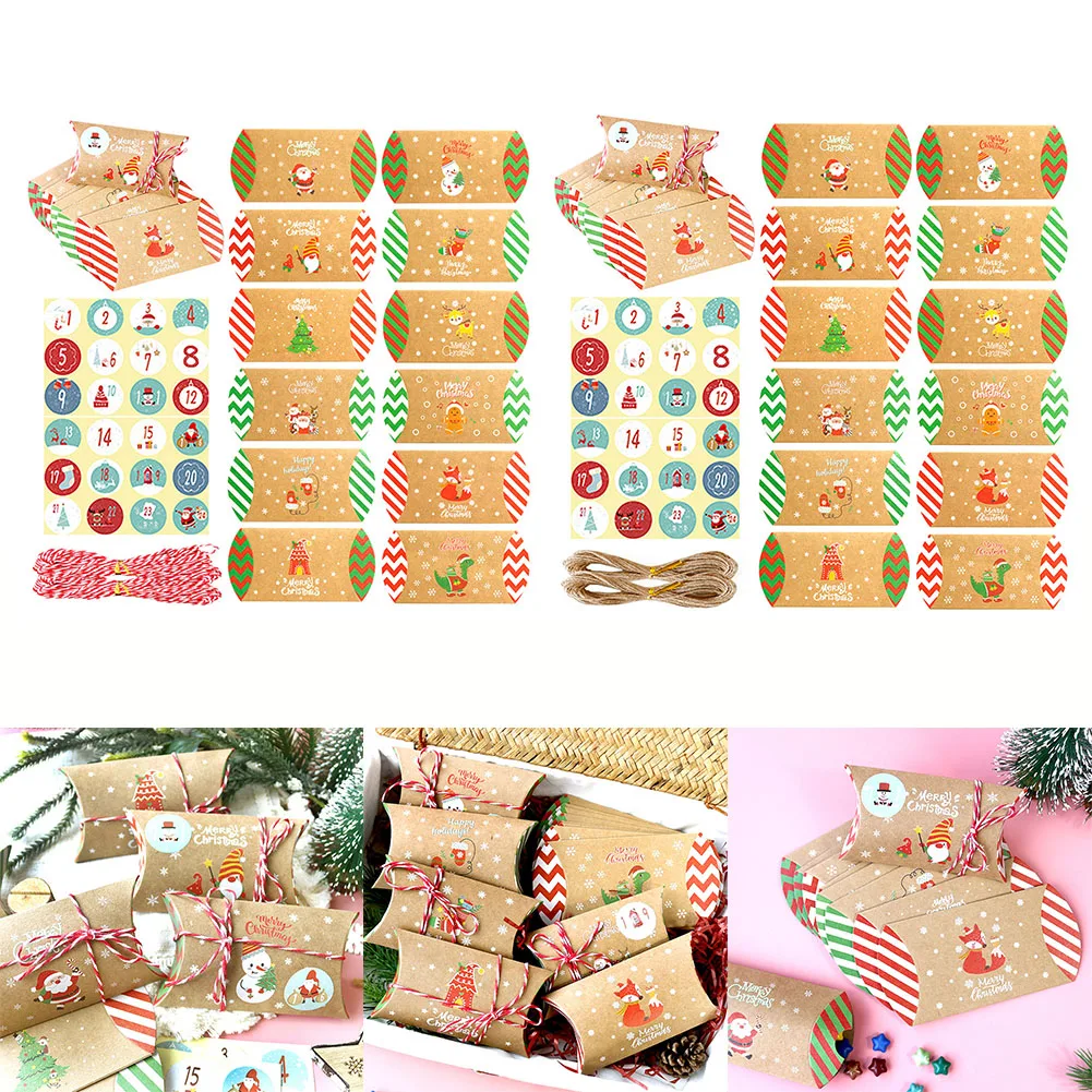 24pcs Christmas Small Boxes Gift Pillow Box With 20 Meter Rope For Candy Jewellery Box Christmas Advent Calendar Gift Packaging
24pcs Christmas Small Boxes Gift Pillow Box With 20 Meter Rope For Candy Jewellery Box Christmas Advent Calendar Gift Packaging