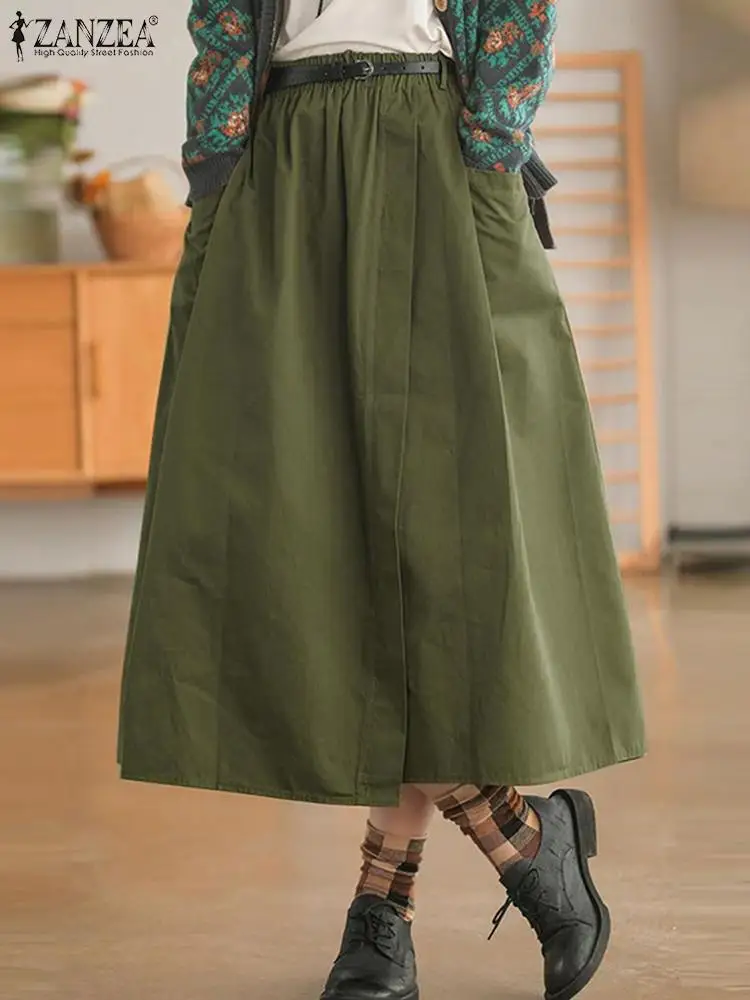 Юбка-карго ZANZEA женская с эластичным поясом, модная длинная однотонная Повседневная Свободная юбка миди с карманами, лето 2024
Юбка-карго ZANZEA женская с эластичным поясом, модная длинная однотонная Повседневная Свободная юбка миди с карманами, лето 2024