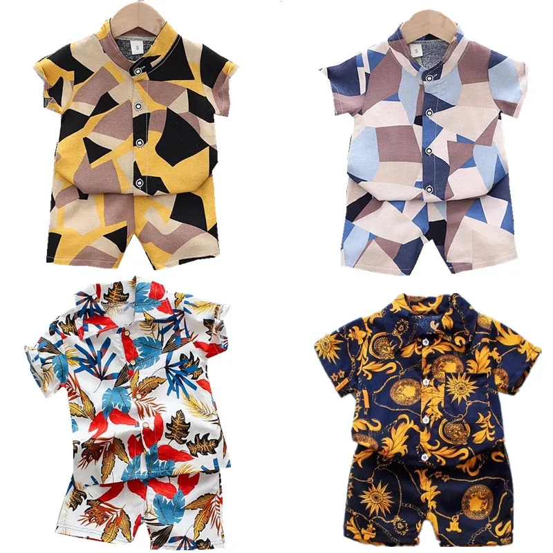 Комплект одежды для мальчиков из 2 предметов хлопковая Модная рубашка и шорты