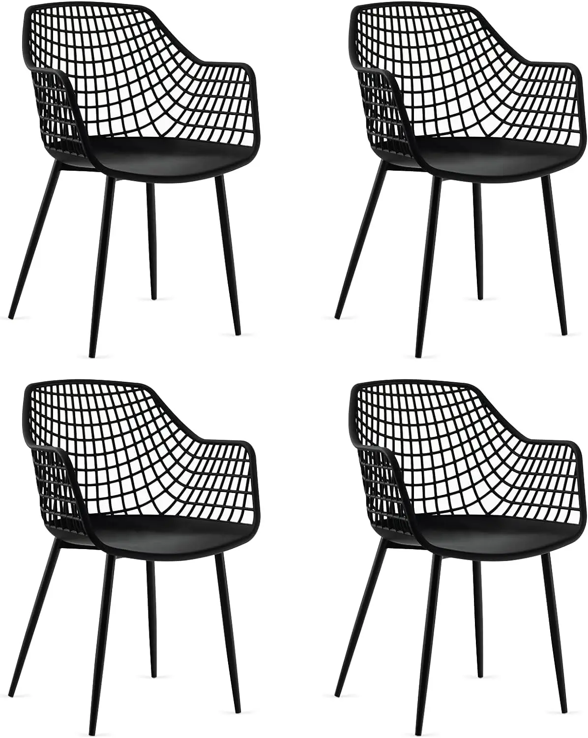 Giantex Modern Dining Chairs Set of 4 - Black Arm Chair with 15" High Backrest, Powder-Coated Metal Legs, Anti-slip Foot Pads
Giantex Modern Dining Chairs Set of 4 - Black Arm Chair with 15" High Backrest, Powder-Coated Metal Legs, Anti-slip Foot Pads