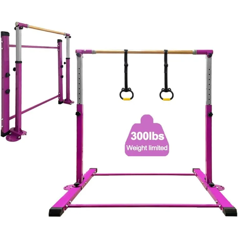 

Gymnastic Kip Bar,Kids Girls Junior Ages 3-15,3' to 5' Adjustable Height,Home Gym Equipment,Home Training,1-4 Levels