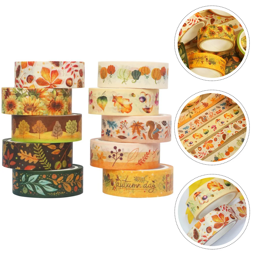 

10 Rolls Journal Tape Stickers Magnetic Decorative Washi Paper Japanese Gift Wrapping DIY Tapes Hand Account Adhesive