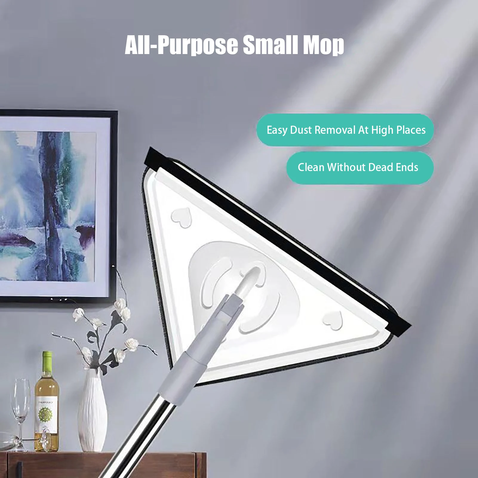 Generic Triangular Mop Mini Triangle Deep Cleaning Mop With Long Handle