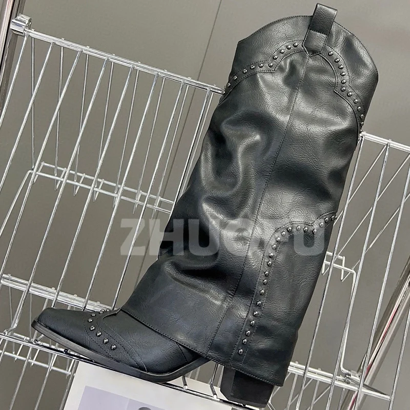 Women Long Boots Autumn Winter Genuine Leather Upper Metal Decoration Solid Color Square Head Long Boots Fashion Pumps
Women Long Boots Autumn Winter Genuine Leather Upper Metal Decoration Solid Color Square Head Long Boots Fashion Pumps