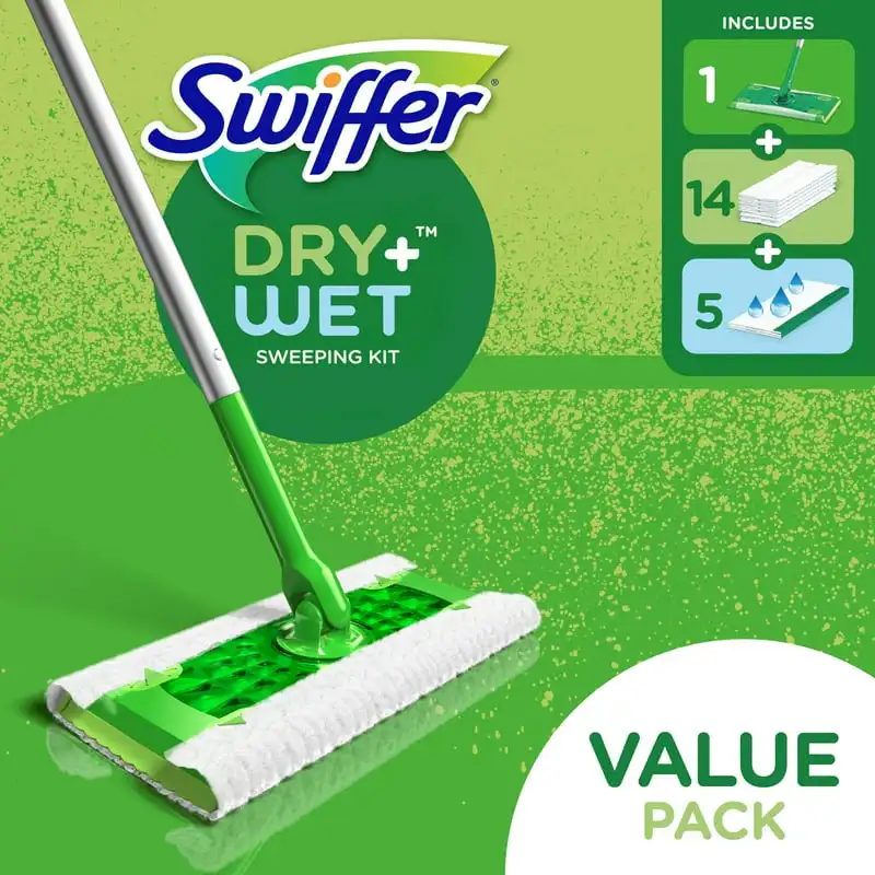 

2-in-1 Sweep and Mop Starter Kit,1 Mop + 19 Refills
