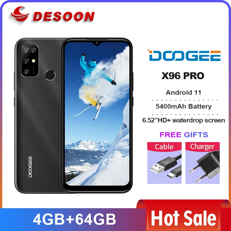 New 2021 DOOGEE X96 Pro Cellphones 4GB RAM 64GB ROM Octa Core 13MP Quad Camera Smartphones Mobile Phone Android 11 5400mAh | Мобильные