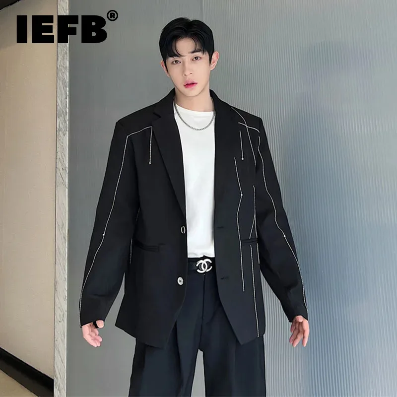 IEFB Men Blazers Embroidery Metal Rivet Niche Design Suit Coat Korean Style Ruffian Handsome Mlale Casual Personality Top 9C3076
IEFB Men Blazers Embroidery Metal Rivet Niche Design Suit Coat Korean Style Ruffian Handsome Mlale Casual Personality Top 9C3076