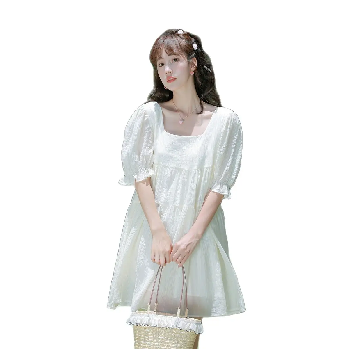 2023 Summer Loose Small Dress Sense Of Design Lace Frenulum Square Neck Puff Sleeves Female Free Shipping
2023 Summer Loose Small Dress Sense Of Design Lace Frenulum Square Neck Puff Sleeves Female Free Shipping
