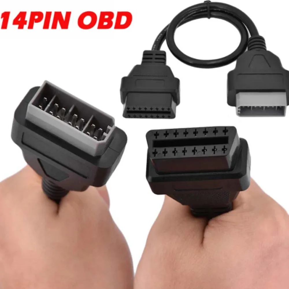 

For Nissan 14 Pin 14Pin Male Cable To OBD OBD2 OBDII DLC 16 Pin 16Pin Female Connector Car Diagnostic Adapter Converter Cable