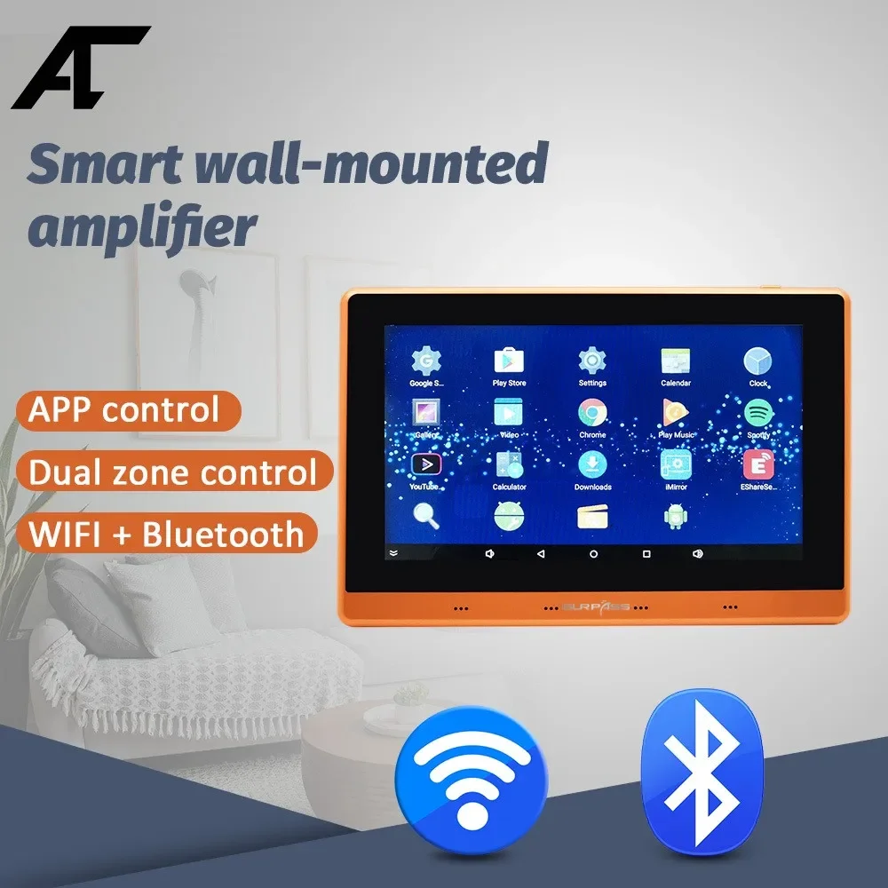 

Smart Wall Amplifier 7inch WiFi Bluetooth Android 8*25W In-wall Plate with Metal Frame Home Theater Sound System for Residential