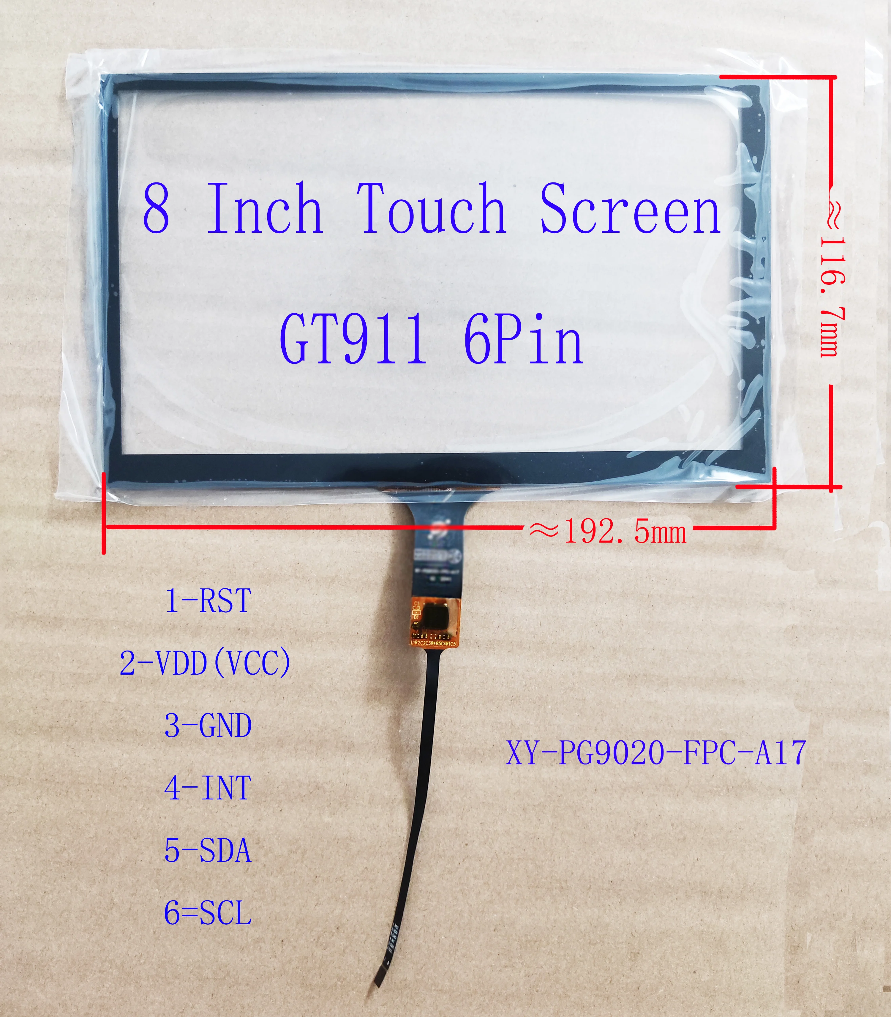 

8 Inch Touch Screen Digitizer Sensor Handwriter Glass Panel For Radio GT911 6Pin 193*117mm 192*116mm XY-PG9020 FPC