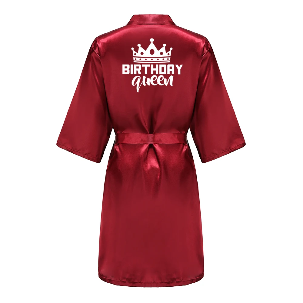 Birthday Party Queen Squad Robes Satin Pajamas Dressing Gown White Writing Kimono Rose Gold Bathrobe Birthday Party Queen Squad Robes Satin Pajamas Dressing Gown White Writing Kimono Rose Gold Bathrobe