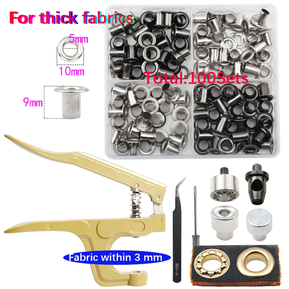 

5mm/8mm Brass Eyelets For Thick Fabric with Multifunctional Pliers Grommet Kit Leather Belt Paper Eyelet Tool and Accessoires