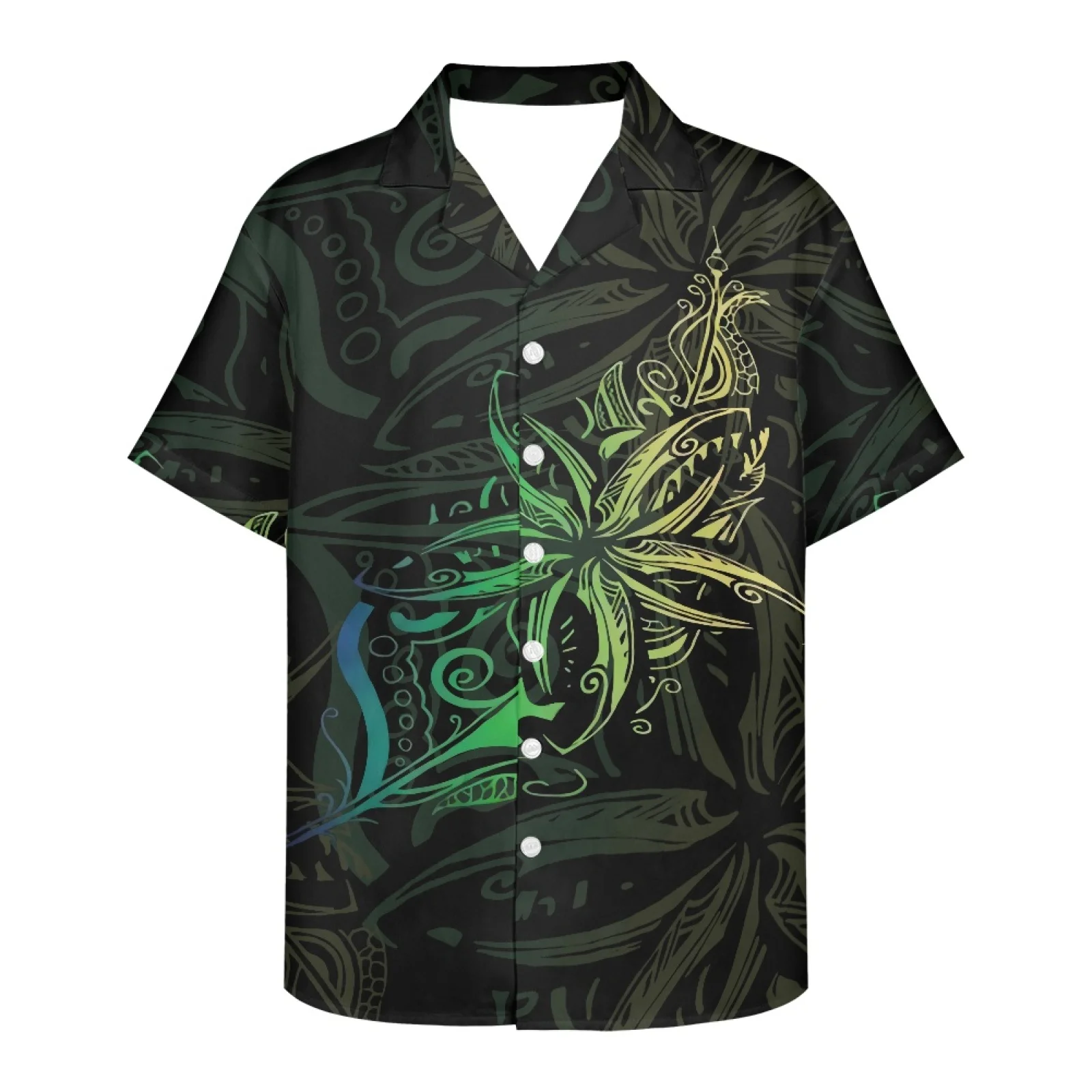 

Polynesian Tribal Samoan Totem Tattoo Samoa Prints Summer High Quality Mens Hawaiian Shirt Short Lapel Sleeve Beach Floral Shirt