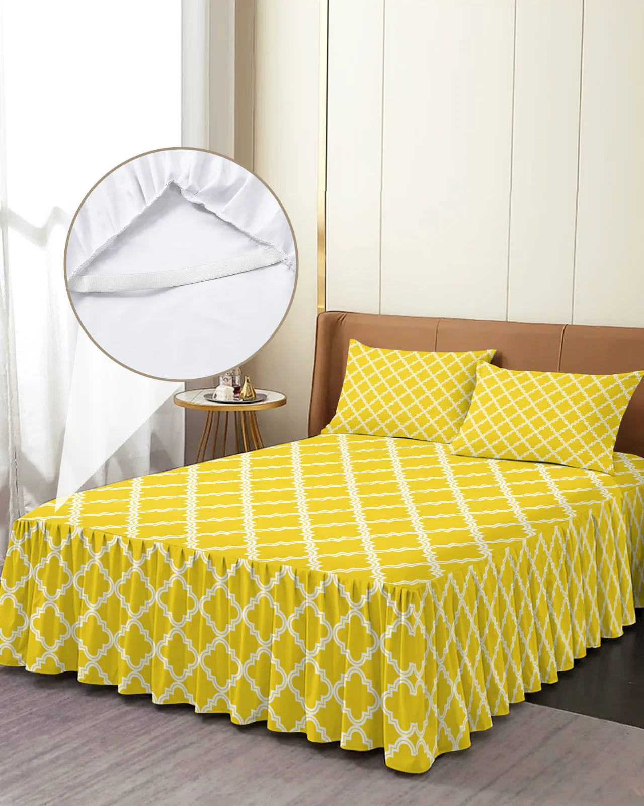 Yellow Moroccan Geometric Checks Bed Skirt Elastic Fitted Bedspread With Pillowcases Mattress Cover Bedding Set Bed Sheet
Yellow Moroccan Geometric Checks Bed Skirt Elastic Fitted Bedspread With Pillowcases Mattress Cover Bedding Set Bed Sheet