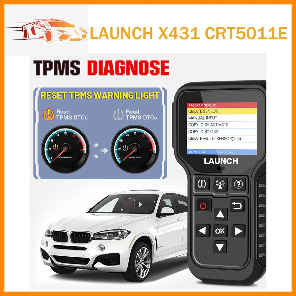 

LAUNCH X431 Tire Pressure Sensor Program Relearn Activation CRT5011E TPMS Diagnostic Tools and 315MHz/433MHz RF-Sensor Optional