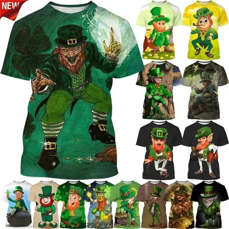 

Happy St. Patrick's Day 3D Print T Shirt For Men Clothes Funny Leprechaun Graphic T Shirts Harajuku Boy Tee Streetwear Women Top
