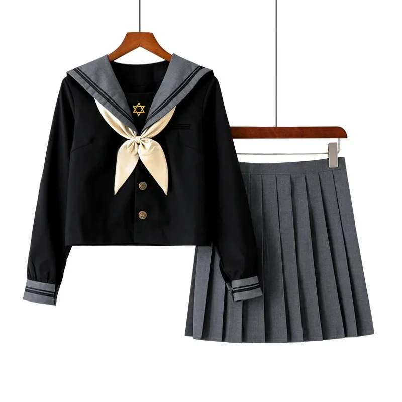 

Fashion JK Japanese School Uniform Basic Sailor Fuku Suit S-2XL Schoolgirl Outfits Pleated Skirt Sets Anime Cosplay Costume