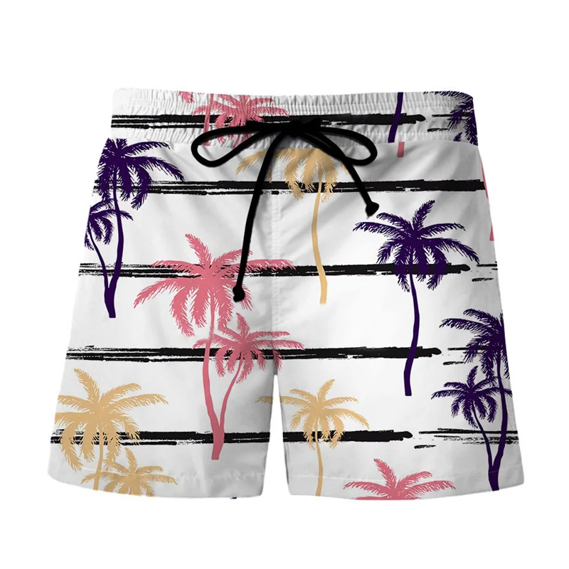 

Hawaiian Tropical Plants 3d Print Beach Shorts Men Summer Street Short Pants Fashion Surf Board Shorts Male Loose Swim Trunks