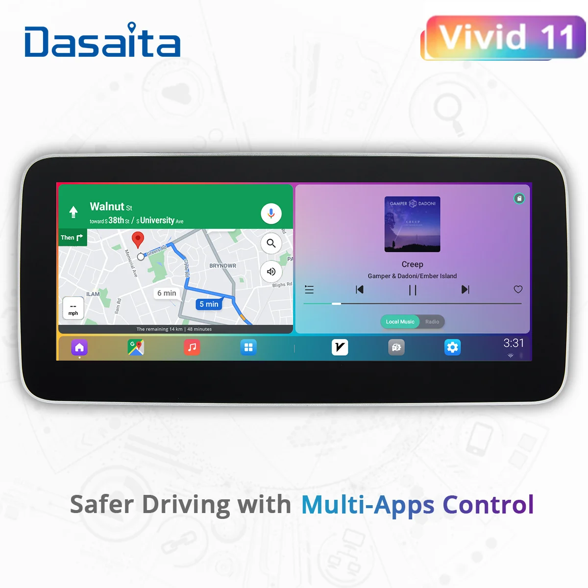 

Dasaita Vivid10 HA2184 PX6 Radio 2 Din Android Vehicle Carplay Auto Car stereo 10.25" IPS 1280*720 GPS Navi Universal Multimedia