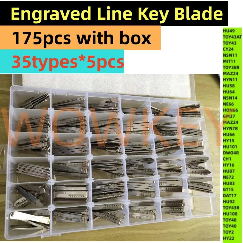 

175PCS Original Engraved Line Key for lishi 2 in 1 Scale Shearing Teeth Blank Car Key Blade Locksmith Tools 35Types each 5pcs