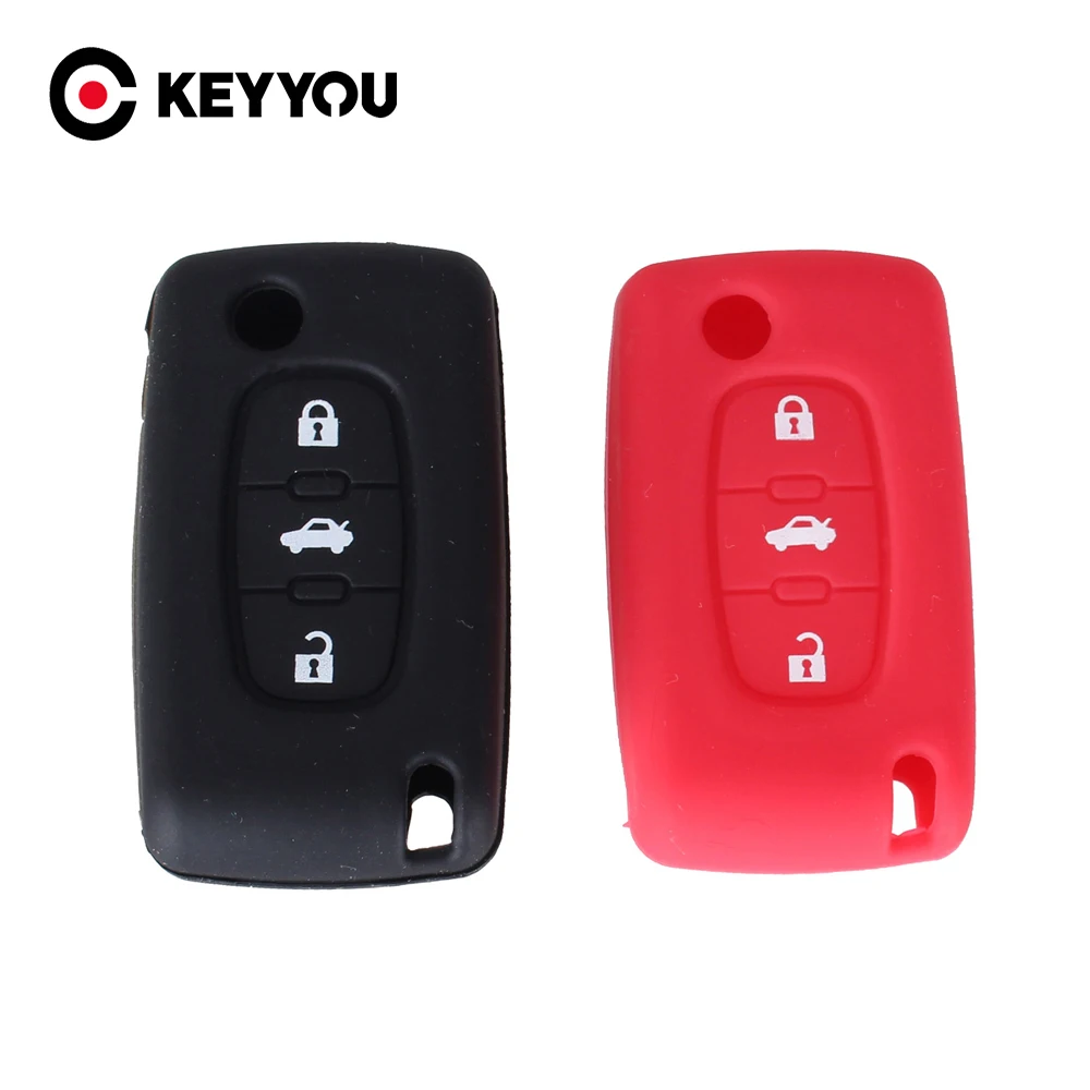 

KEYYOU 3 Buttons For Citroen C1 C2 C3 C4 C5 C6 C8 Peugeot 206 207 307 308 407 408 Car Styling Silicone Car Remote Key Case Cover