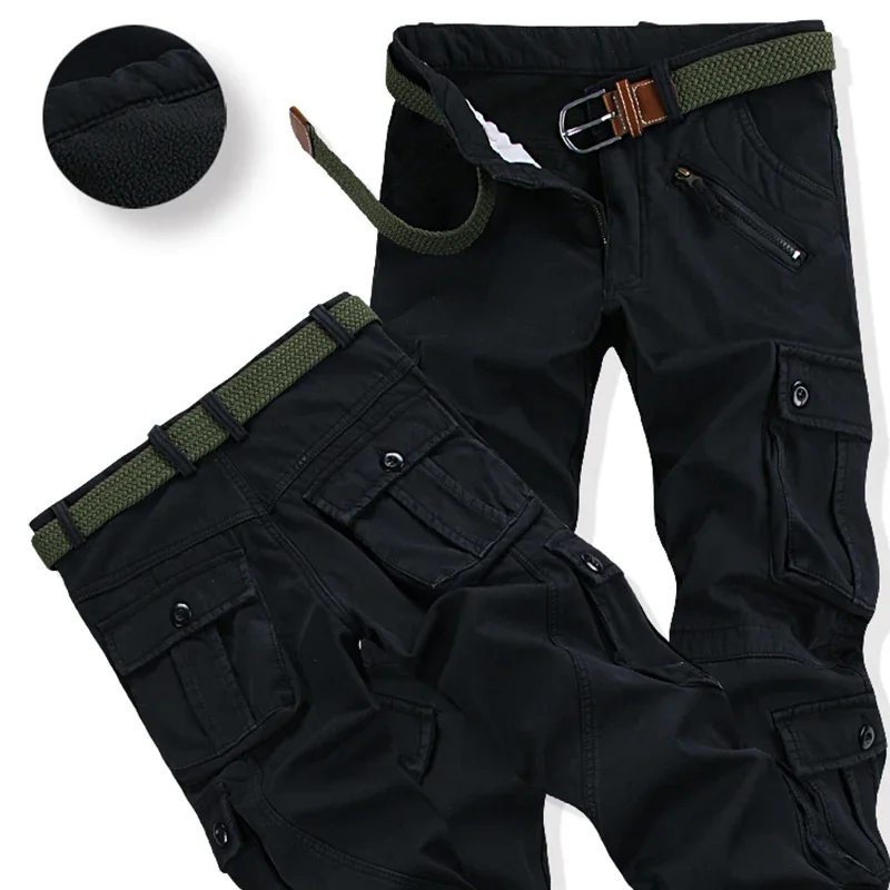 

Зимние Утепленные флисовые армейские брюки-карго, тактические штаны, комбинезоны, мужские военные хлопковые повседневные брюки, теплые Свободные мешковатые штаны для бега