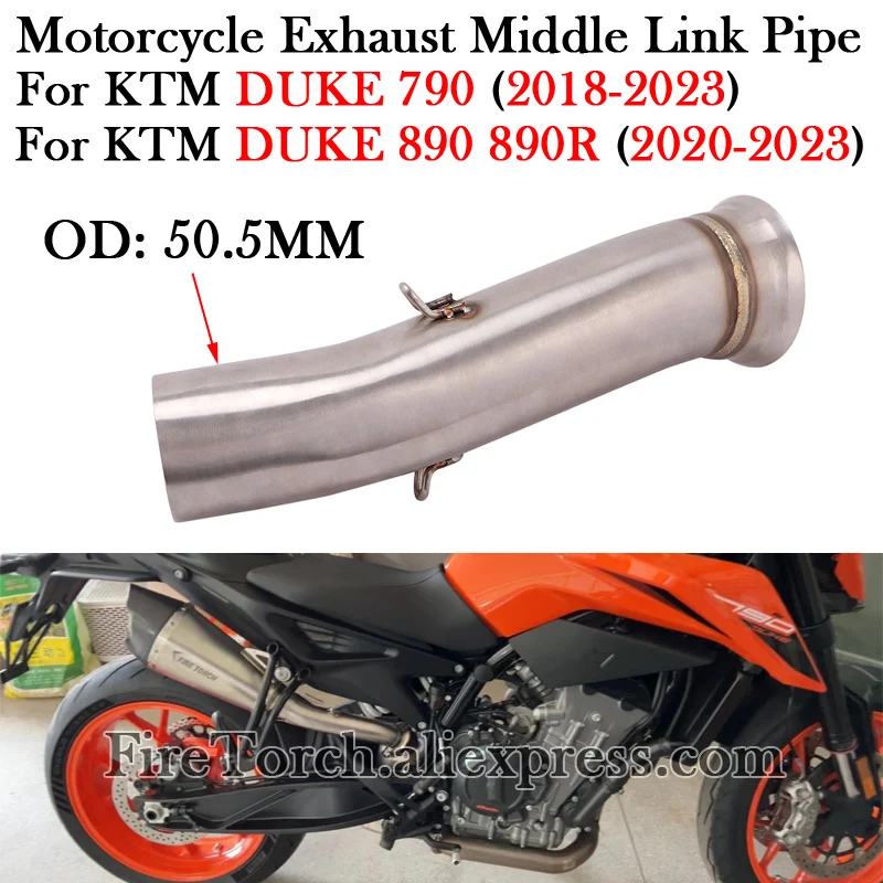 

Motorcycle Exhaust Escape Moto Middle Link Pipe Connection 51mm Muffler For KTM DUKE 790 890 890R 2018 2019 2020 2021 2022 2023