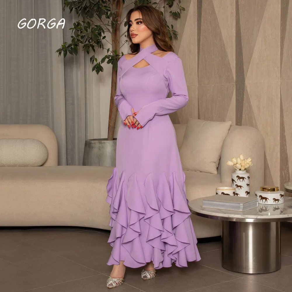 GORGA Purple Halter Long Mermaid 2024 High Quality Ruffles Crepe Ocassion Gown Floor-Length Evening Dress فستان سهرة نسائي
GORGA Purple Halter Long Mermaid 2024 High Quality Ruffles Crepe Ocassion Gown Floor-Length Evening Dress فستان سهرة نسائي