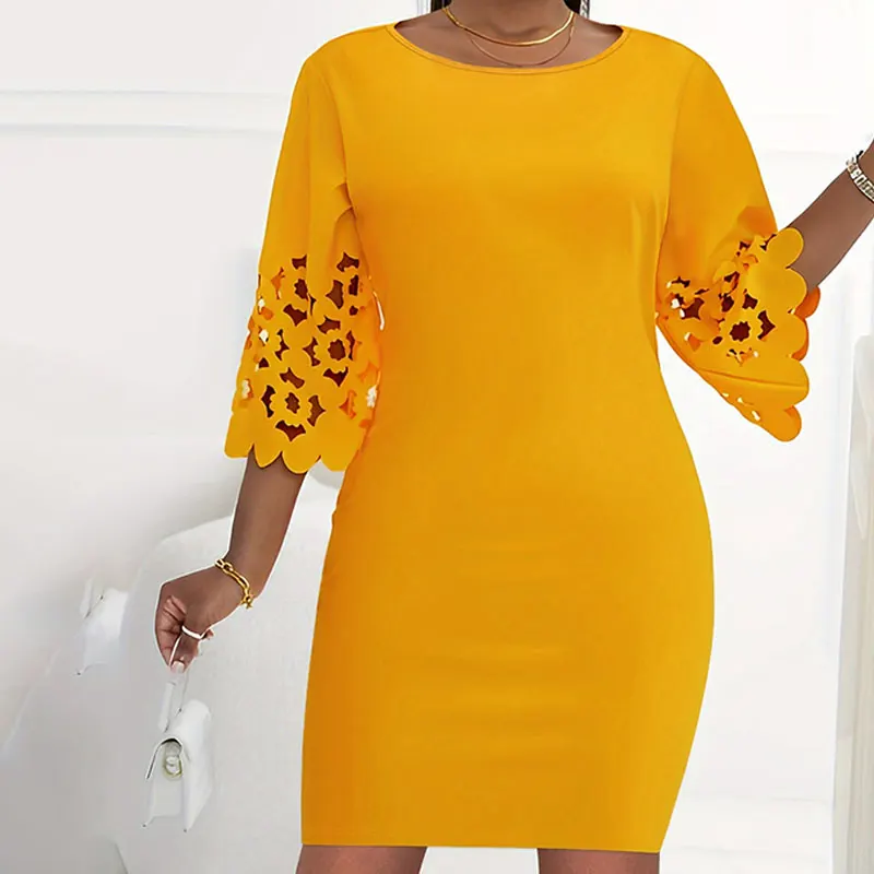 Women Dress Plus Size Hollow Out Round Neck Casual Spring Summer 3/4 Sleeve Dresses Elegant Dresses For Women
Women Dress Plus Size Hollow Out Round Neck Casual Spring Summer 3/4 Sleeve Dresses Elegant Dresses For Women
