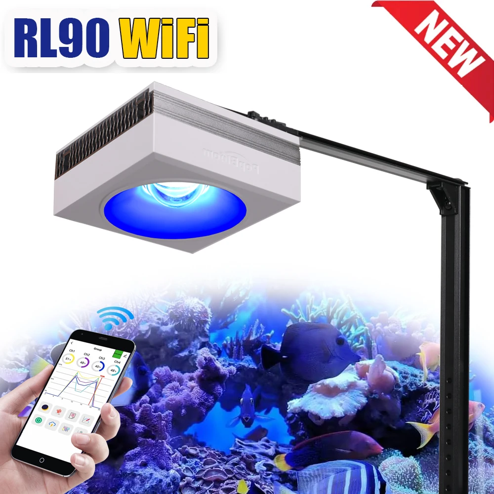 

PopBloom-WiFi LED Aquarium Light, Smart Marine Aquarium Lamp for Reef Coral, SPS, LPS, Seawater Fish Tank, 100Watts, 60cm, 24"