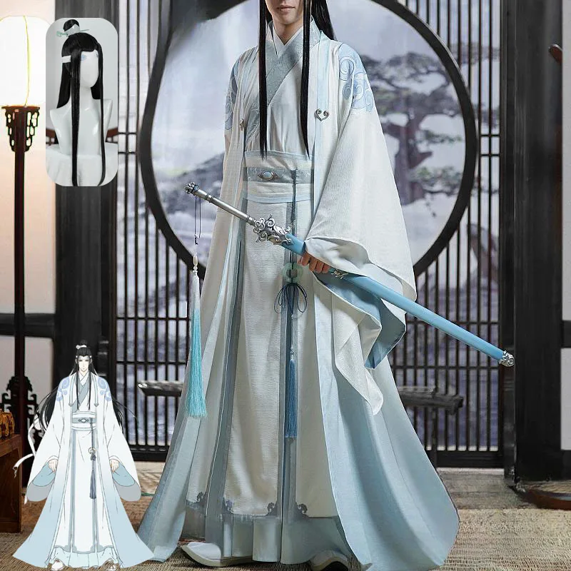 

Костюм для косплея Lan Wangji Mo Dao Zu Shi, комплект униформы Lan Zhan для взрослых, костюмы для косплея с париком Mo Dao Zu Shi Lan Wang