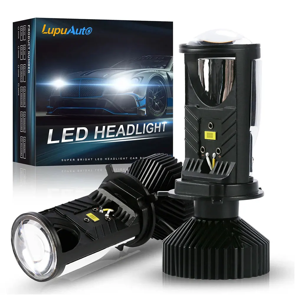 

H4 Bi Mini LED Projector Lens Car Bulb Canbus Auto Headlight Turbo Lamps Dual High Low Beam 12V 24V 400000LM Plug and Play 1000W