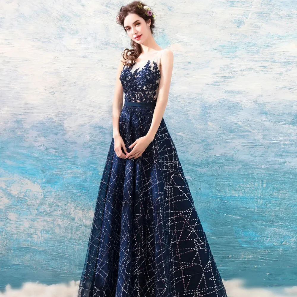 Elegant New Evening Dresses Sling Slim Waist Appliques O-neck Sleeveless Prom Vestidos Temperament Niche Formal Occasion Dresses
Elegant New Evening Dresses Sling Slim Waist Appliques O-neck Sleeveless Prom Vestidos Temperament Niche Formal Occasion Dresses