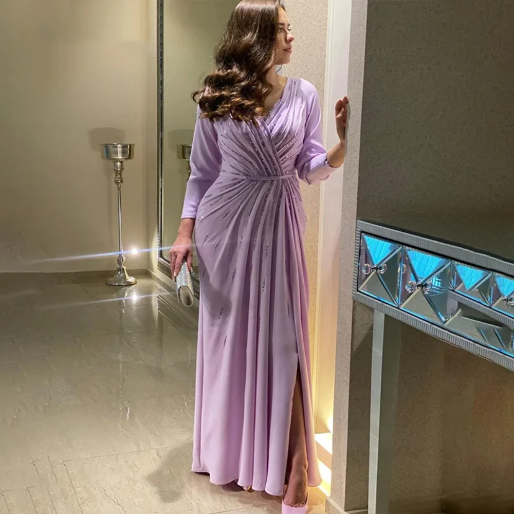 Elegant Shiny Evening Dress Women Chiffon Long Sleeves Zipper Beadings Appliques Illusion Backless A-Line Low Split فساتين سهره
Elegant Shiny Evening Dress Women Chiffon Long Sleeves Zipper Beadings Appliques Illusion Backless A-Line Low Split فساتين سهره