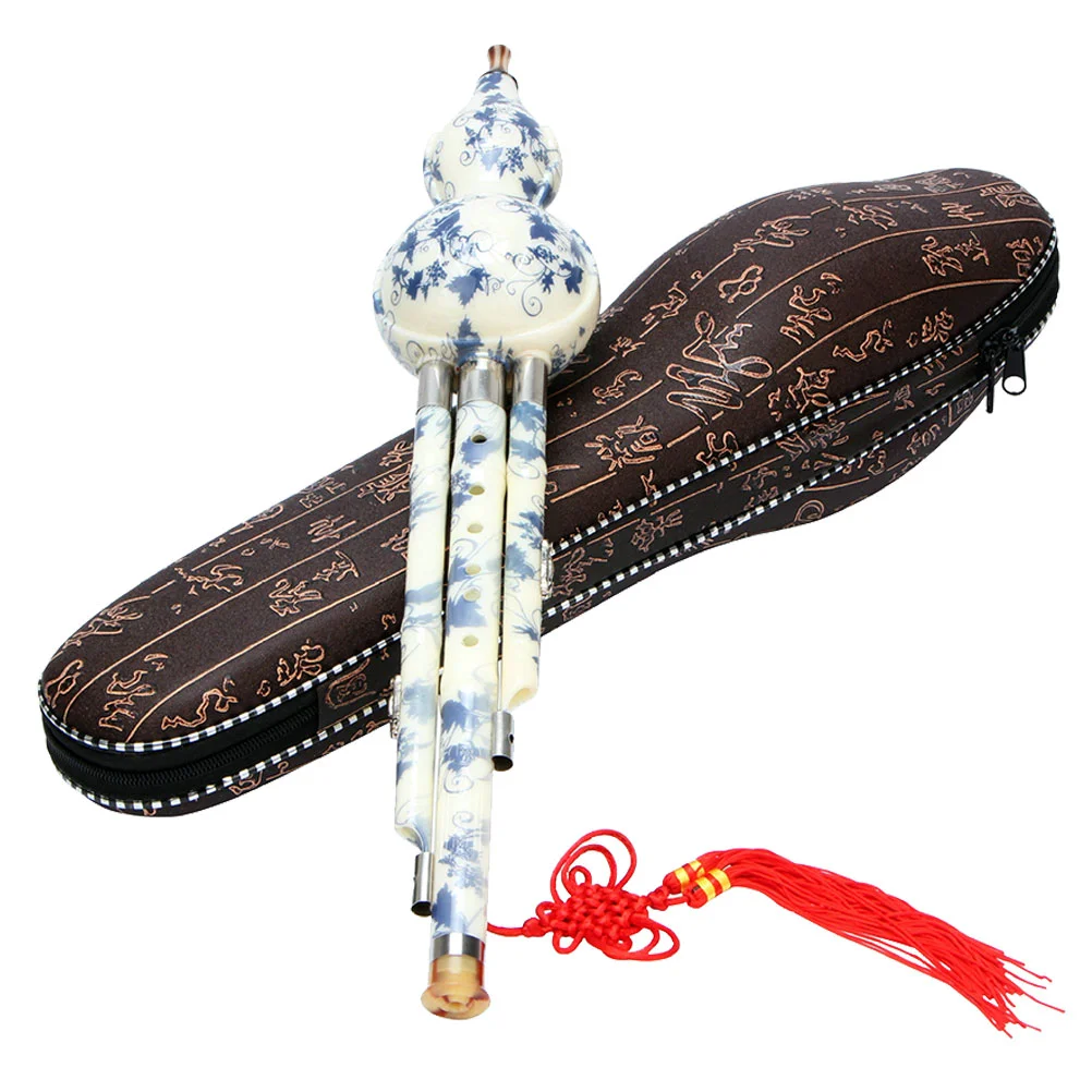 

Musical Instruments Adults Blue White Porcelain Gourd Silk Chinese Traditional Cucurbit Flute Synthetic Pupils