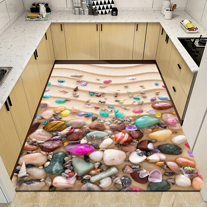 

Colorful Cobblestone Beach Starfish Rugs,Carpets for Living Room BedRoom,Area Rug DoorMat Kitchen Bathroom Non-slip Floor Mats