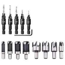 14 Pcs Wood Plug Hole Cutter Chamfered Plug Cutter Drill Bits Five-Slot Countersink Drill 1/4 Inch Hex Spanner Tool Set
14 Pcs Wood Plug Hole Cutter Chamfered Plug Cutter Drill Bits Five-Slot Countersink Drill 1/4 Inch Hex Spanner Tool Set