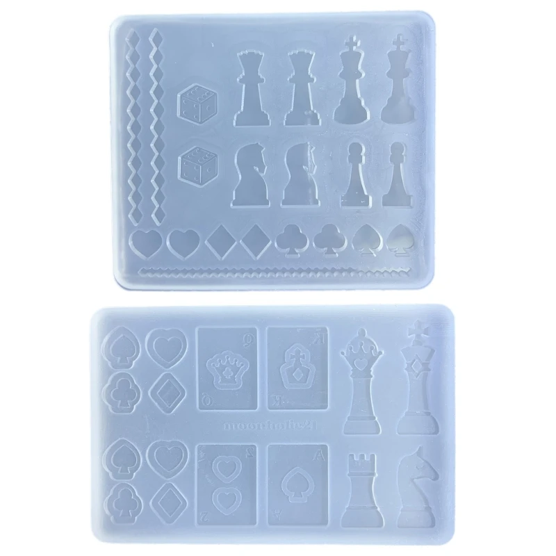 

Durable Silicone Mold Chess and Cards Shaped Casting Mold Chess Accessory Making Molds Ornament Moulds for DIY Lover 517F