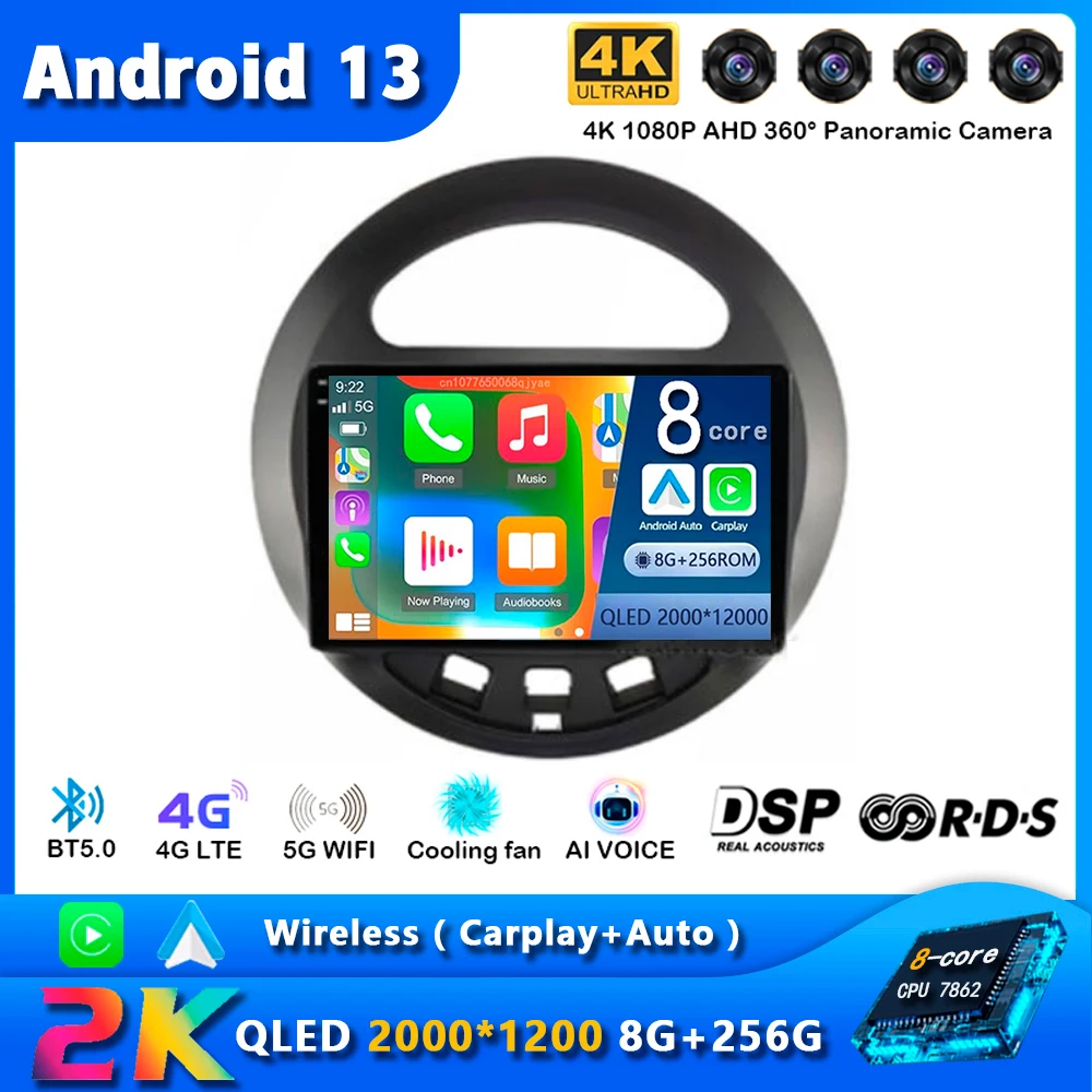 

Android 13 Carplay Car Radio For Geely Panda Gleagle GX2 LC Kandi 2009 - 2016 Navigation GPS Multimedia Player Stereo wifi+4G BT