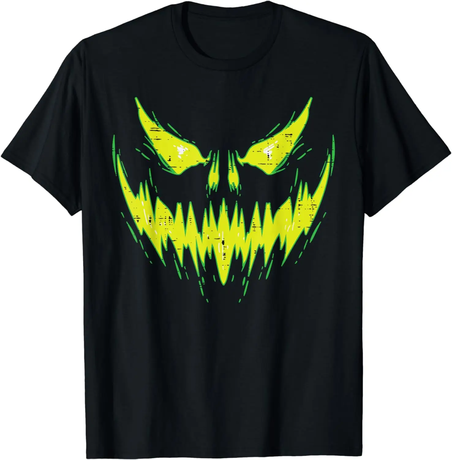 

Neon Green Scary Pumpkin Jack O Lantern Face Halloween Men Boys Kids T-Shirt for Men Women Teenagers Casual Daily T Shirt