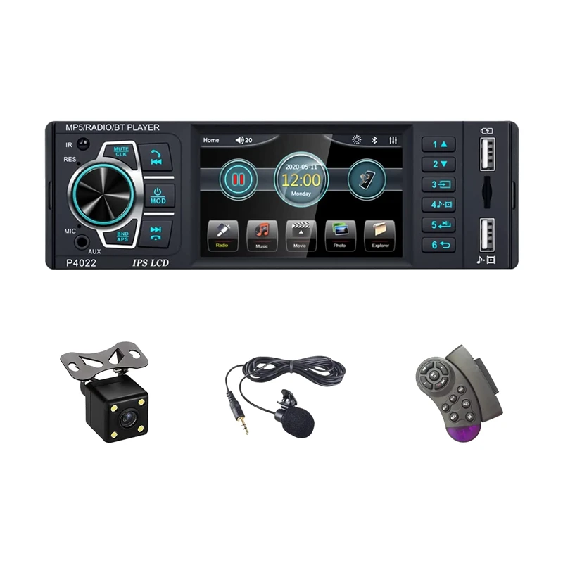 Автомобильный стереоприемник с Bluetooth, IPS-экраном 3,8 дюйма, FM-радио, двумя портами USB/AUX-In/TF-карт/Микрофоном
Автомобильный стереоприемник с Bluetooth, IPS-экраном 3,8 дюйма, FM-радио, двумя портами USB/AUX-In/TF-карт/Микрофоном