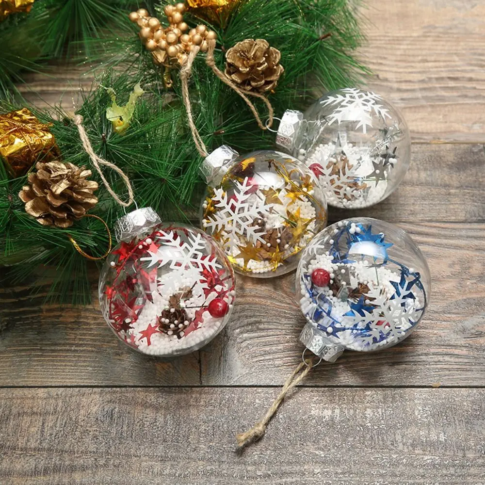 

PET Snowflake Christmas Ball Round Transparent Christmas Tree Decorative Shatterproof Reusable Christmas Pendant Ball Friends