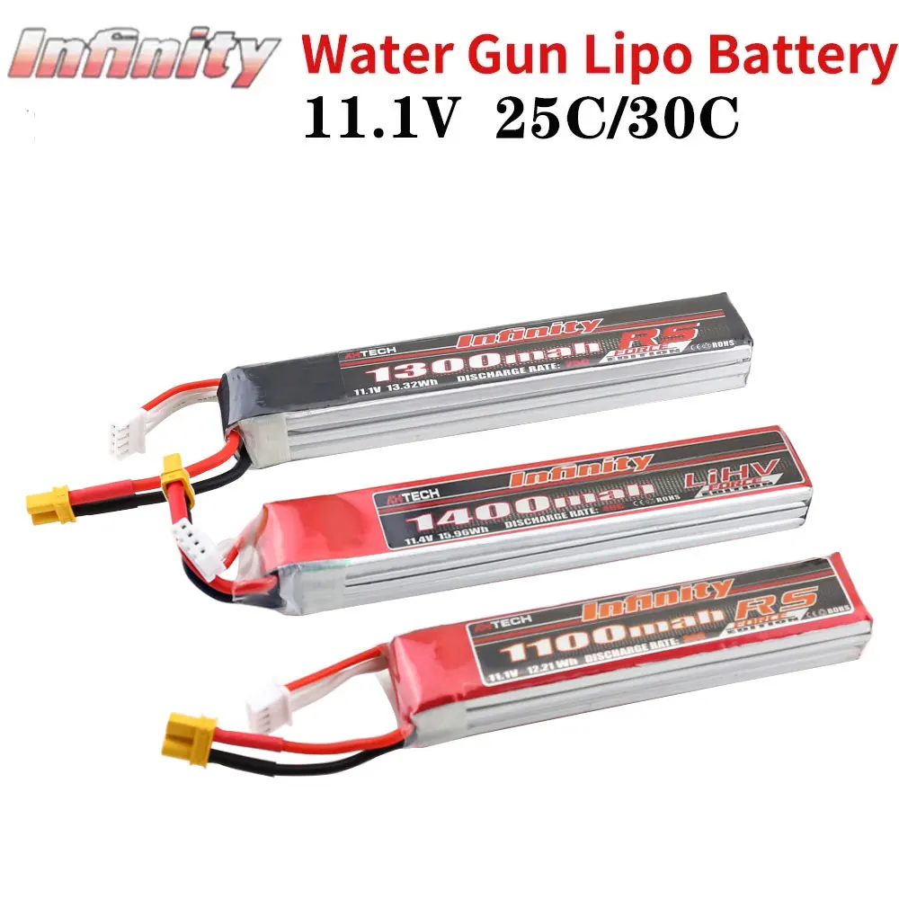 Infinity Water BB Gun Lipo Battery 3S 11.1V 1100mAh 1300mAh 1400mAh 25C 30C XT30 Plug Tamiya SM Connector RC Parts
Infinity Water BB Gun Lipo Battery 3S 11.1V 1100mAh 1300mAh 1400mAh 25C 30C XT30 Plug Tamiya SM Connector RC Parts