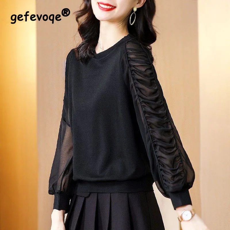 O-Neck Knitted Chiffon Shirt Women's Clothing 2023 Spring New Solid Color Slim Tops Women Fashion Elegant Bottoming Shirt
O-Neck Knitted Chiffon Shirt Women's Clothing 2023 Spring New Solid Color Slim Tops Women Fashion Elegant Bottoming Shirt