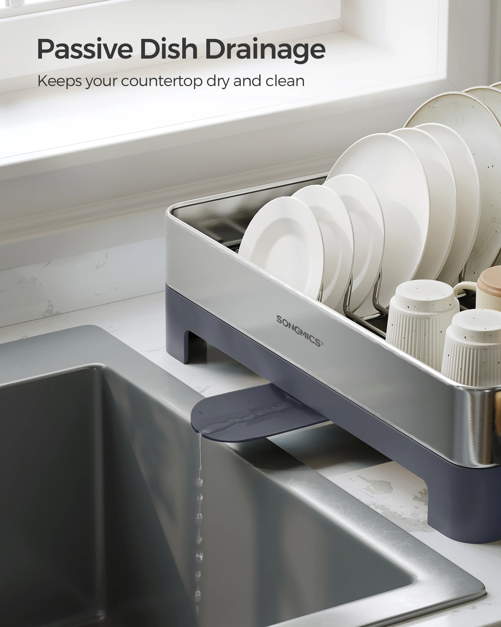 Large Dish Drying Rack, Premium Stainless Steel Dish Rack with Rotatable Spout, Fingerprint-Resistant Dish Drainers 4 Mallzona S796990cf3c7347e2ae2864fa6ba29ec5C Large Dish Drying Rack, Premium Stainless Steel Dish Rack with Rotatable Spout, Fingerprint-Resistant Dish Drainers Mallzona