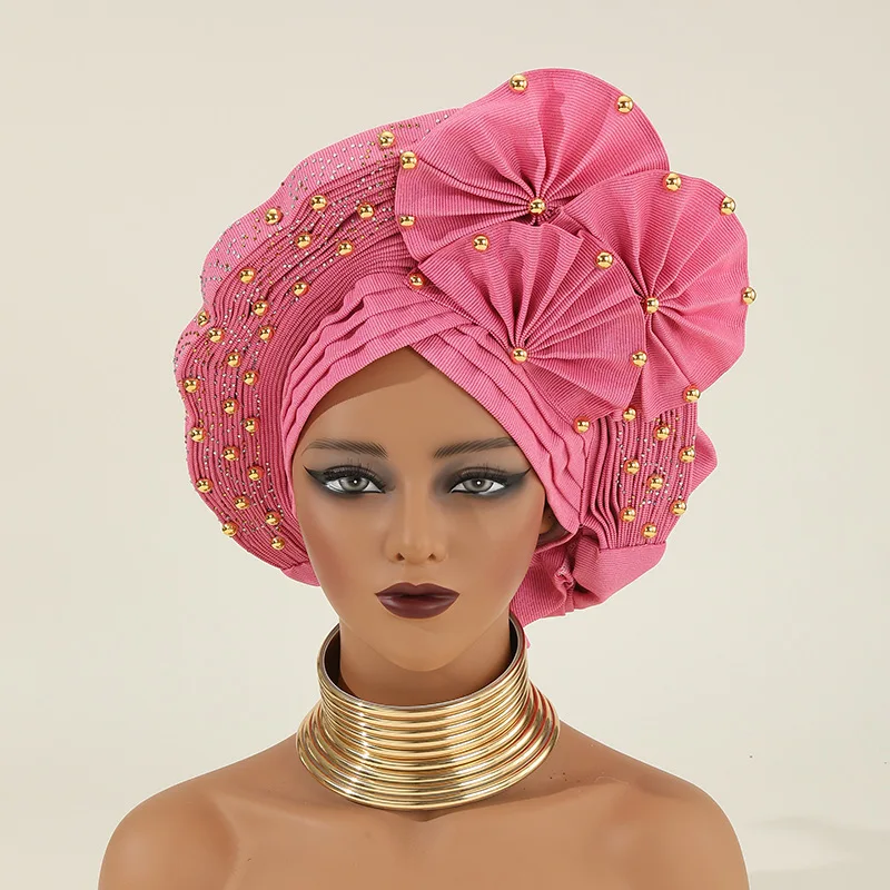 

Turban Femme Africaine Headwrap Turbans for Women Headband Auto Gele Headtie Already Made African Hats Bonnet Wedding Headgear