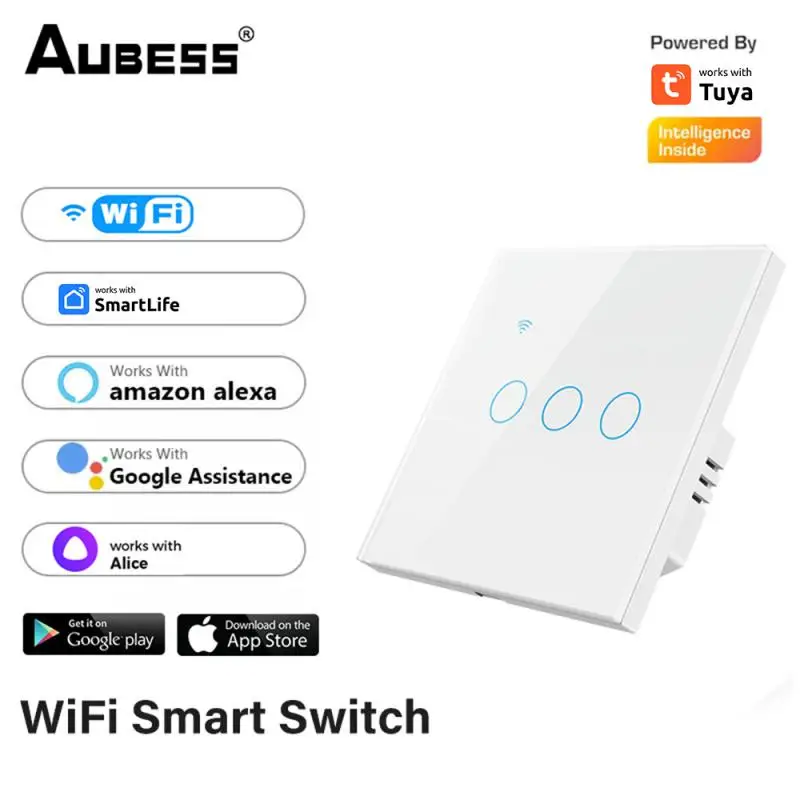 Умный сенсорный выключатель с Wi-Fi, стеклянная панель, Европейский настенный выключатель, двухсторонний, без нейтрального провода, для умного дома, для Alexa Home
Умный сенсорный выключатель с Wi-Fi, стеклянная панель, Европейский настенный выключатель, двухсторонний, без нейтрального провода, для умного дома, для Alexa Home