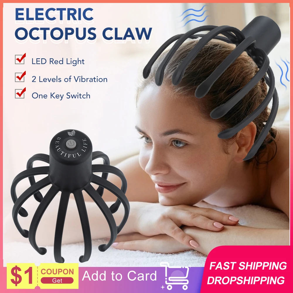 

Electric Octopus Claw Scalp Massager Stress Relief Therapeutic Head Scratcher Relief Hair Stimulation Head Massager Health Care