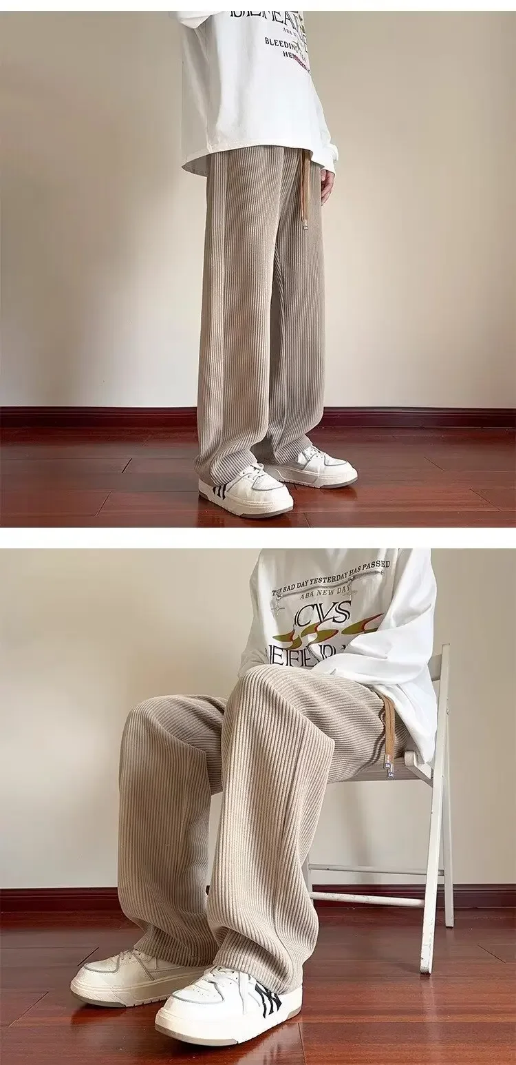 النمط الأمريكي الرجال سروال قصير الخريف/الشتاء الصوف مبطن فضفاض مستقيم الساق بناطيل كاجوال العصرية واسعة الساق الرجال السراويل النمط الأمريكي الرجال سروال قصير الخريف/الشتاء الصوف مبطن فضفاض مستقيم الساق بناطيل كاجوال العصرية واسعة الساق الرجال السراويل